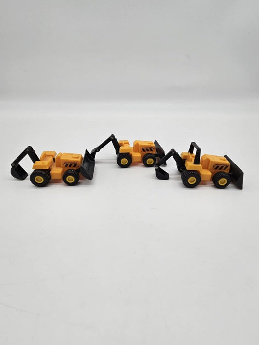 3 Soma Mighty Wheels Yellow Digger Bulldozer Front Loader Excavator  Plastic Toy