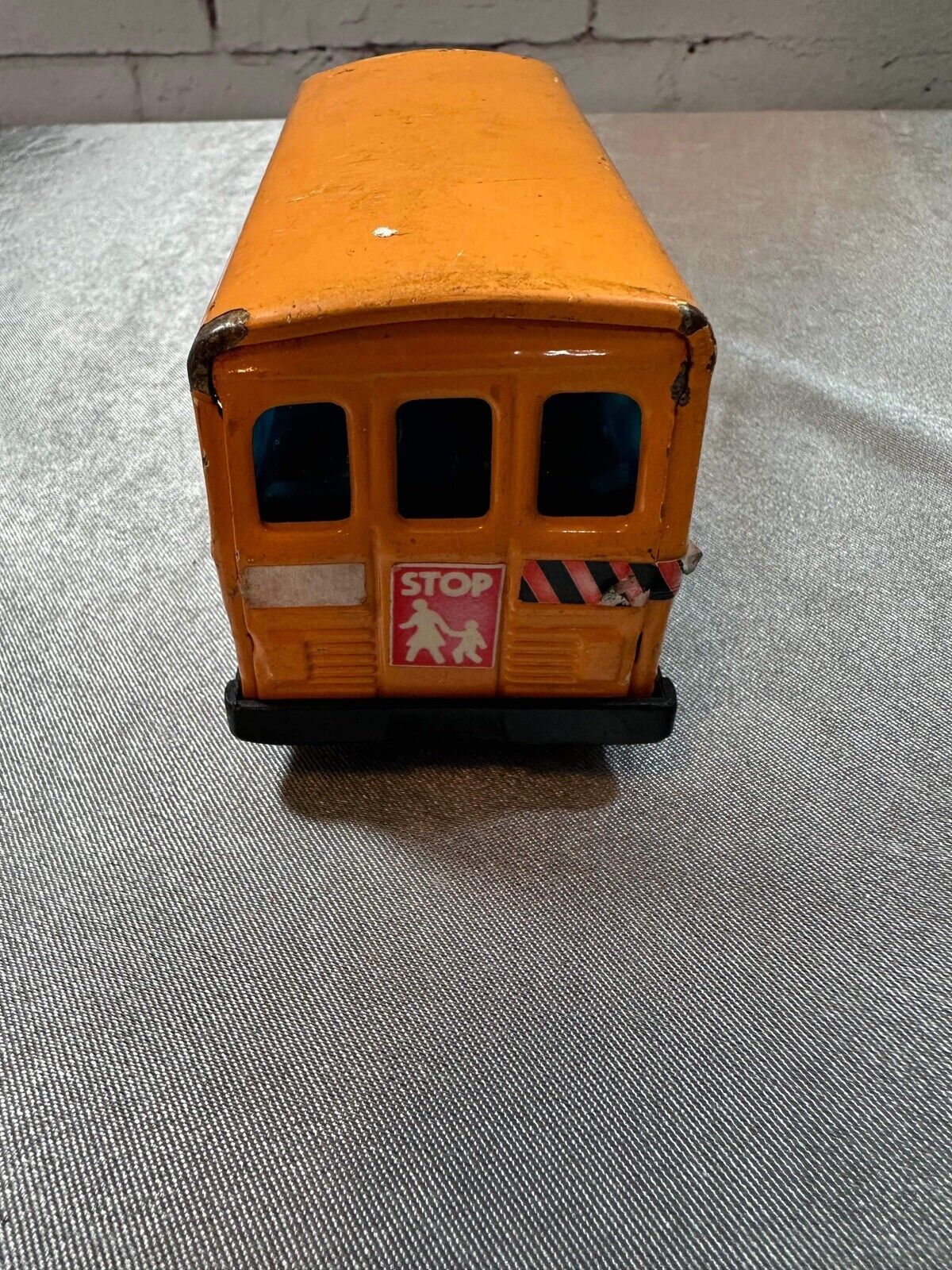 1980 Buddy L Corp Pressed Steel School Bus Black/White Stripes Wheels 6.5 003