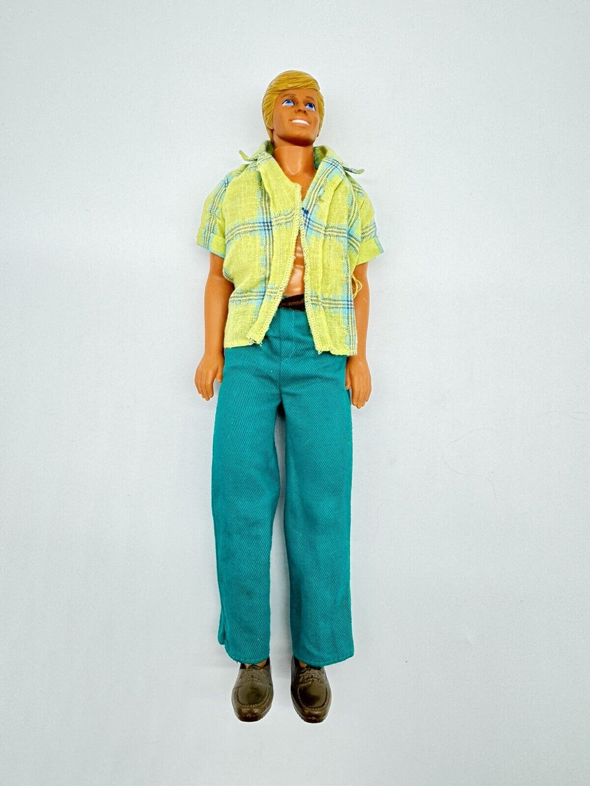 1968 Ken Doll Barbie Boyfriend Blue Eyes Blond Molded Hair Original Label Shirt