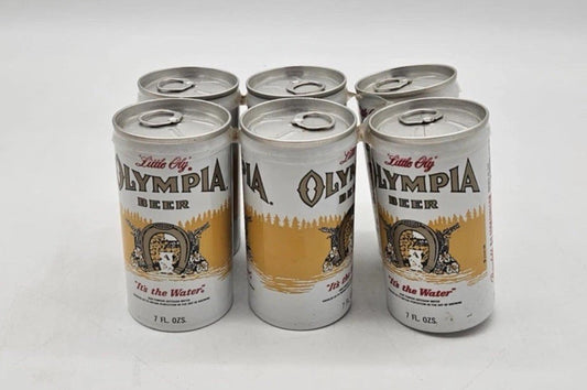 6 Pack Vintage Used OLYMPIA BEER & Gold Beer Can (empty beer can)