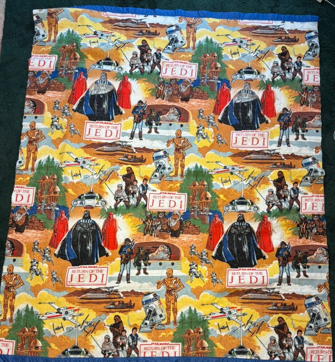 Vintage Hand Crafted Star Wars ROTJ Queen Fleece Blanket 1983 VCTY QCC