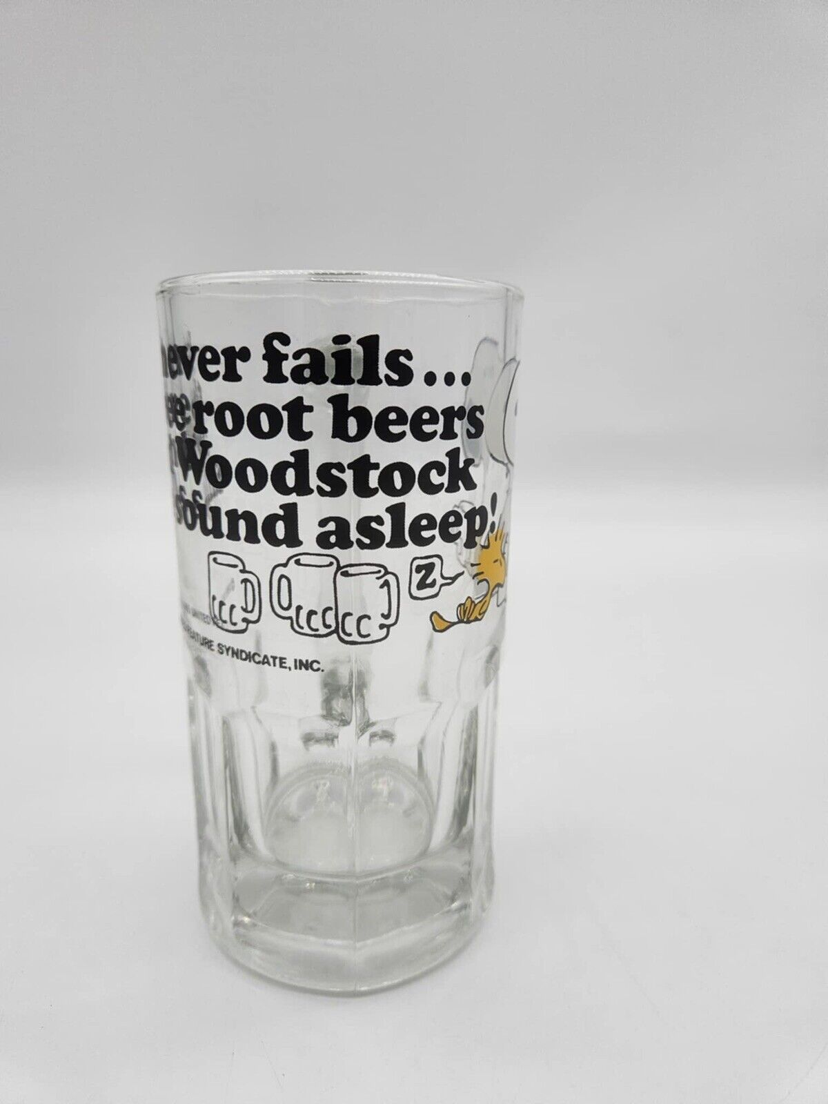1965 Vintage Peanuts Snoopy Woodstock Root Beer Glass Mug Stein Collectible