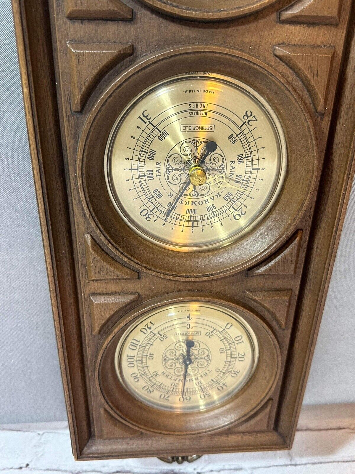 Vintage Springfield Weather Station Barometer Thermometer Humidity Made in USA