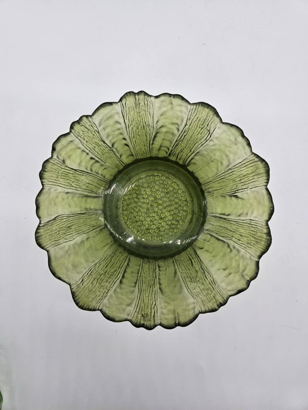 2 Vintage Uranium Glassware Pieces & One Vintage Textured Green Glass Bowl