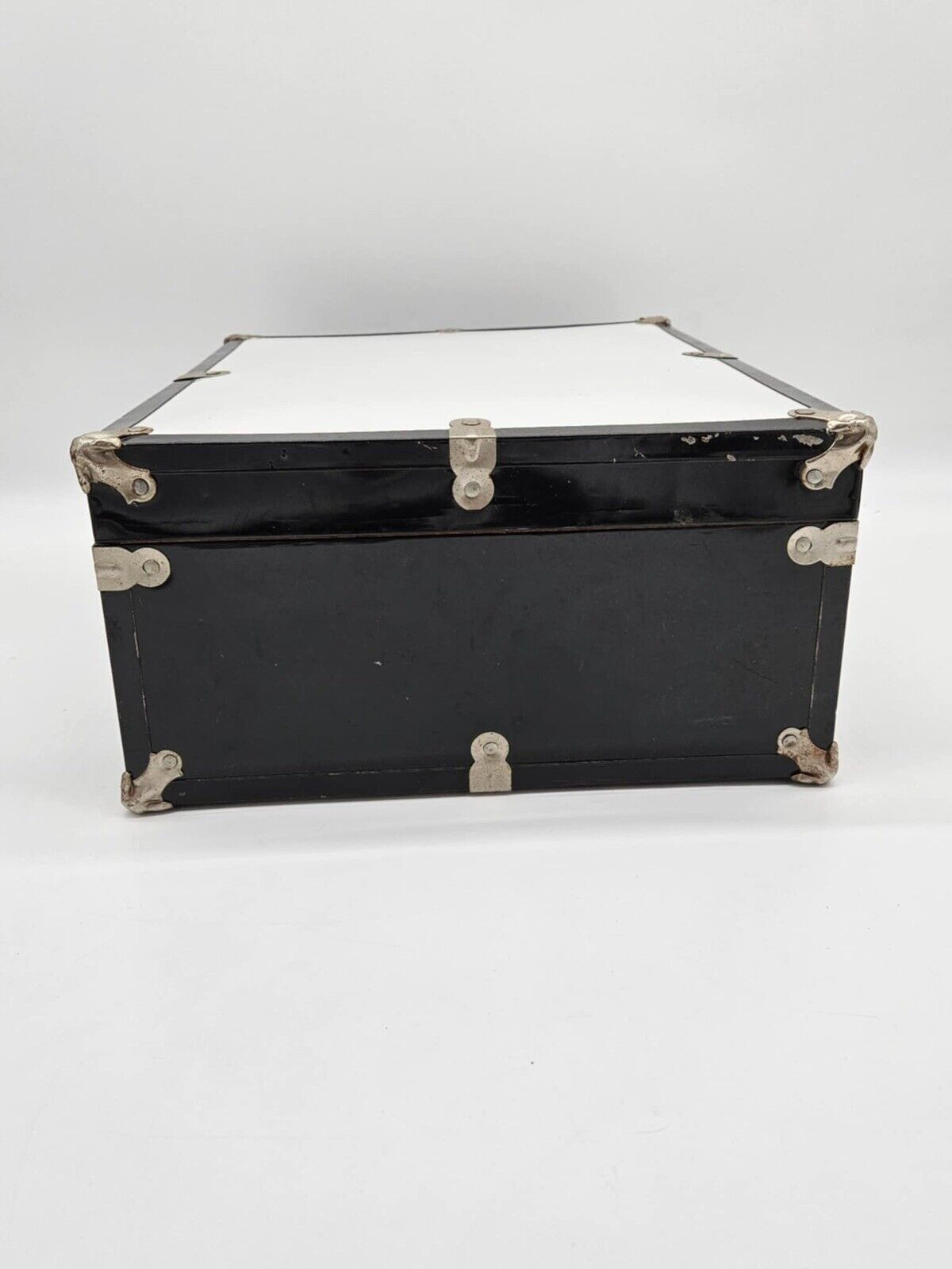 Vintage Metal Suitcase ~ White/Black Aluminum Hard Shell Classic Lock Briefcase