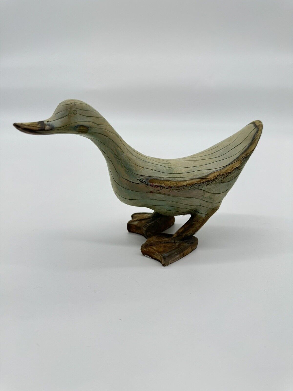 WOOD LOOK DUCKS Set MOTHER & BABY DUCK/ LOOKING DUCK Transpac 12" Decor