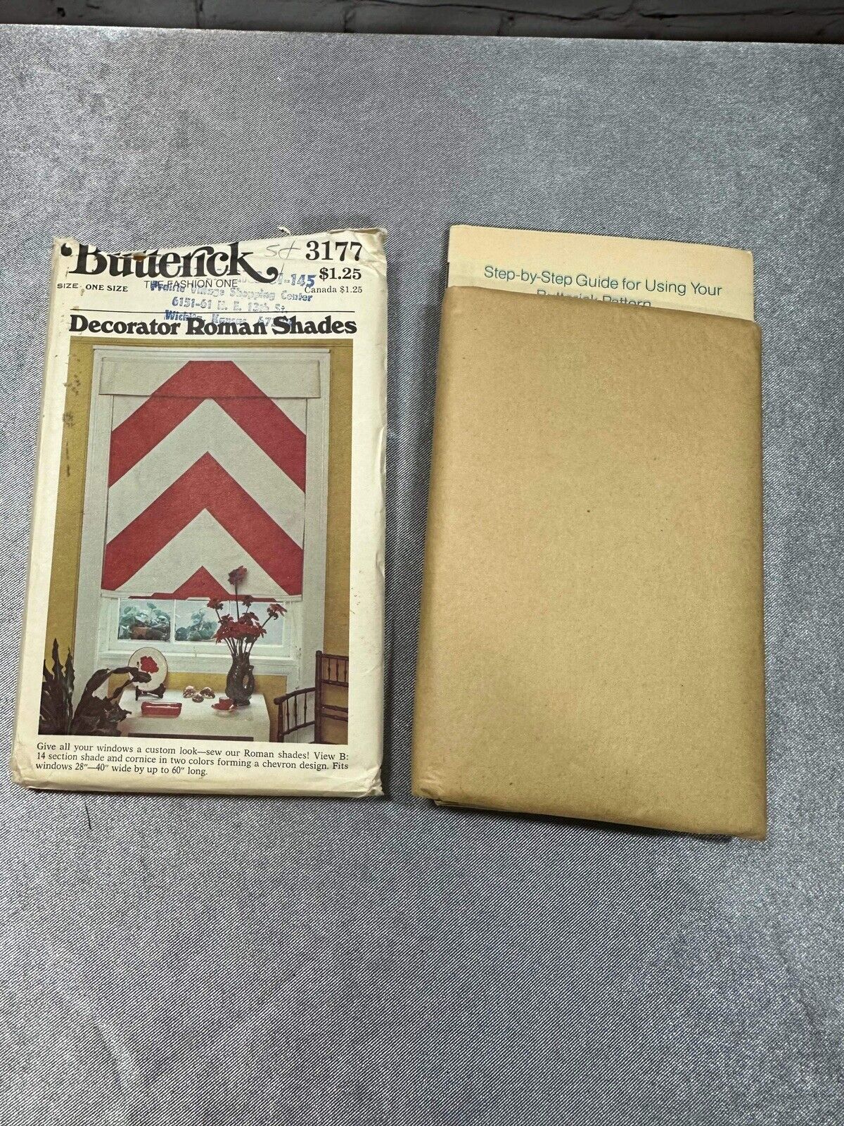 Butterick 3177 Decorator Roman Shades Sewing Pattern 28" - 40" W 60" L Uncut