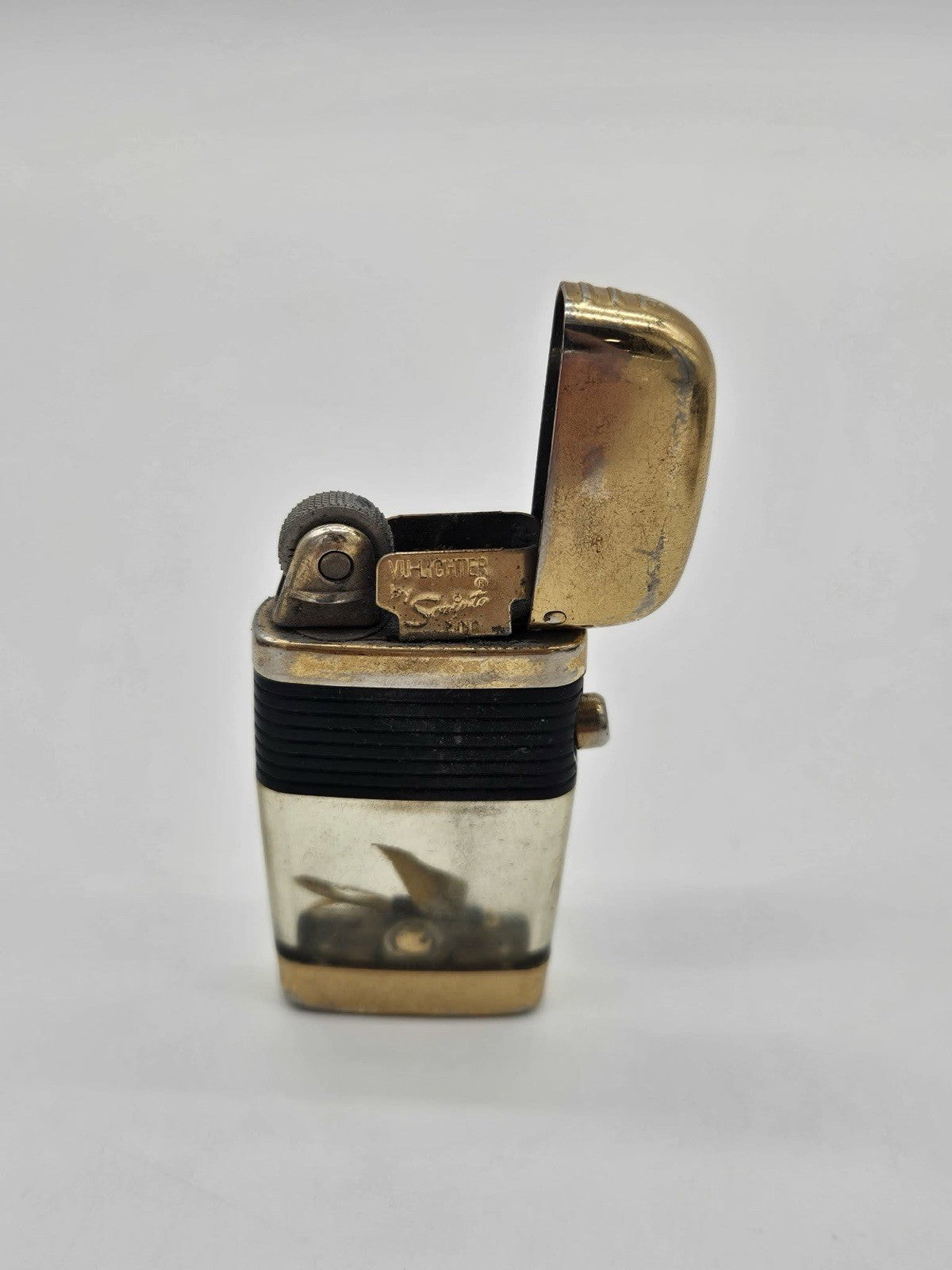 Vintage Scripto Vu Fishing Lure Black Band Cigarette Lighter