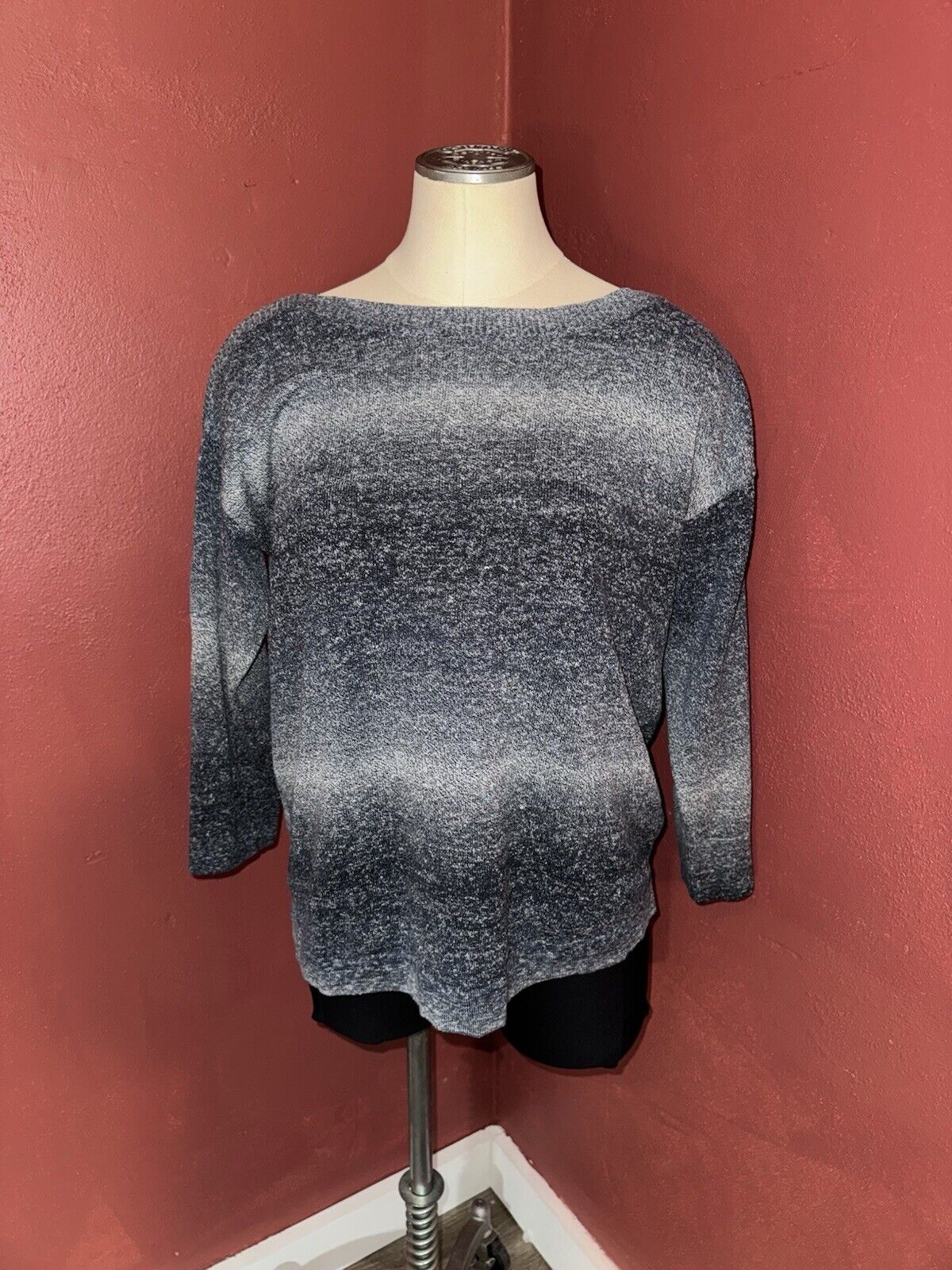 Women's Croft & Barrow 3/4 Sleeve Ombre Boatneck Sweater ~ Sz M ~ WMC