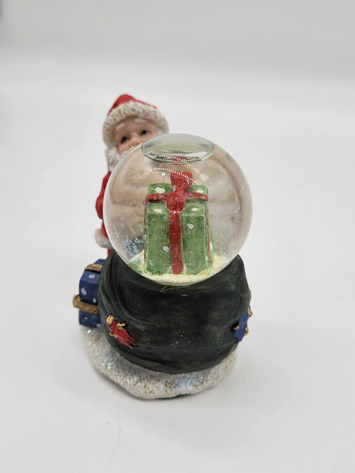 Vintage ‘Kay’s Collection’ Santa Snow Globe w/ Large Gift in the Globe