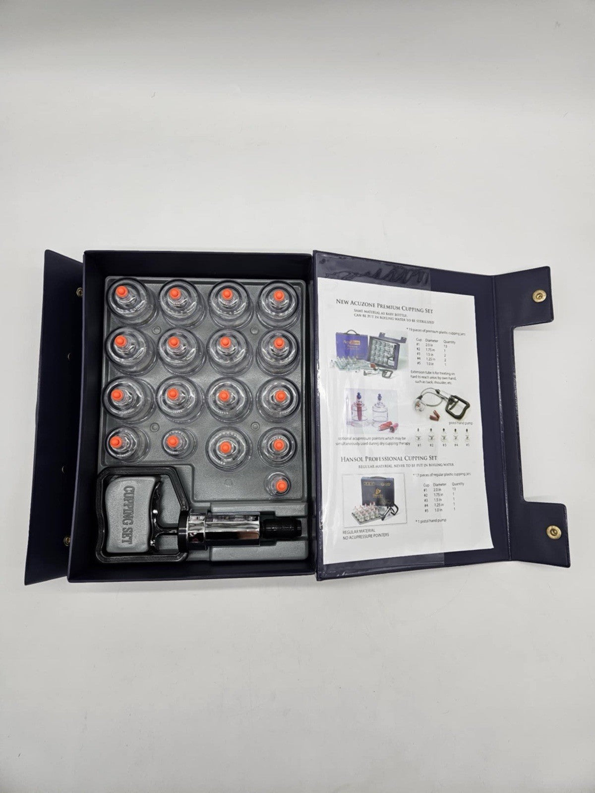 AcuZone Premium CUPPING SET Hand Pump 14 Cups In Case