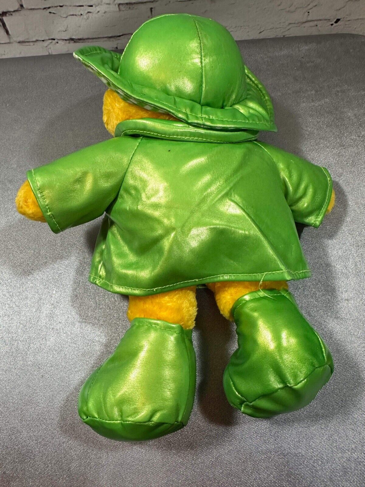 Cute Little Vintage Plush Duck In Green Raincoat W/ With Carot in Pocket VTY
