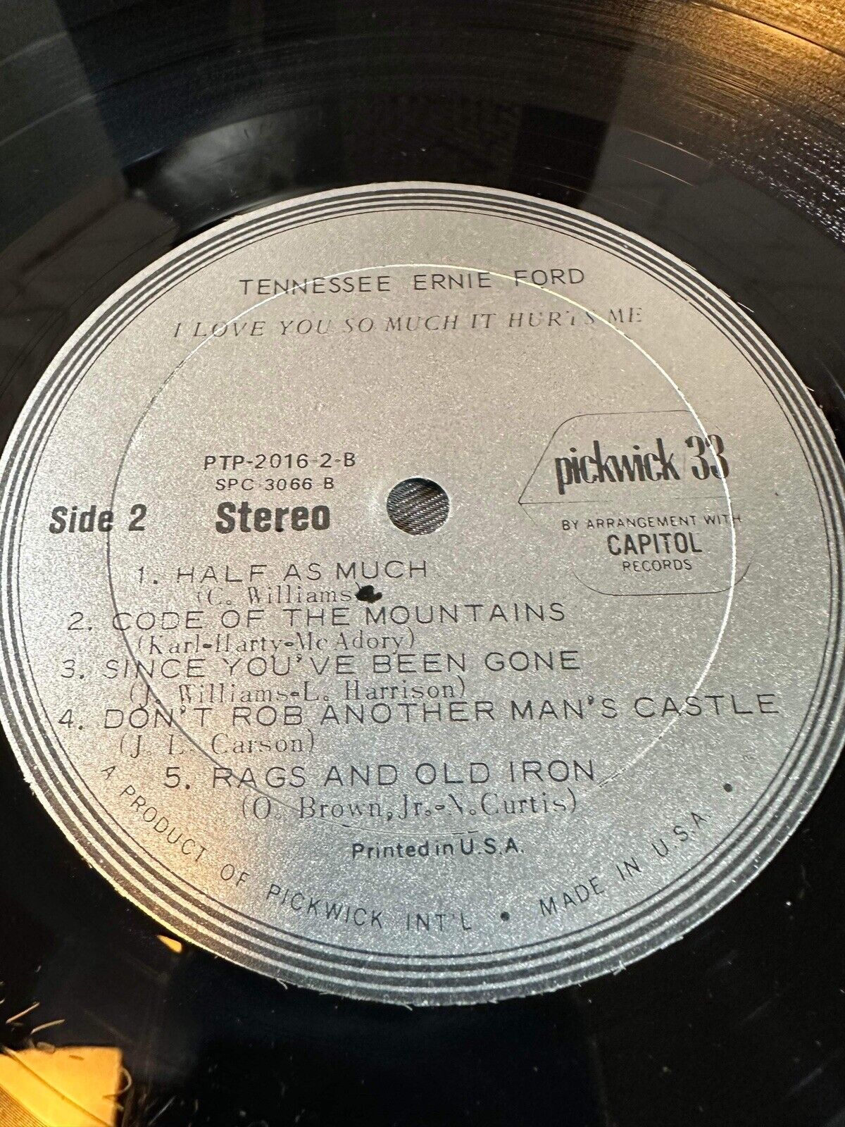 Tennessee Ernie Ford I Love You So Much It Hurts Me SPC-3066 LP Vinyl Record