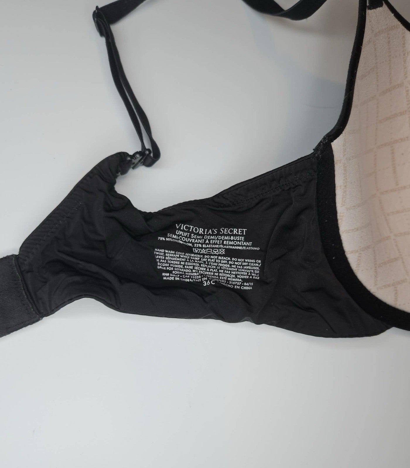 Victoria’s Secret Uplift Semi Demi Bra Black Underwire Padded Size 36C