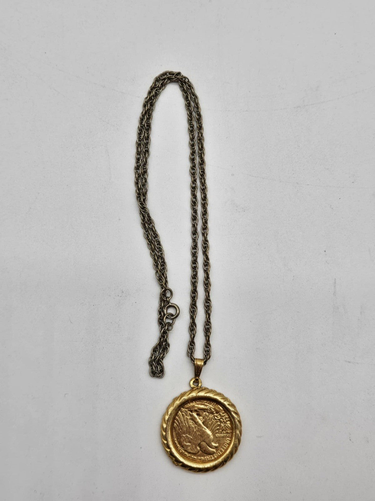 Vintage 1943 Gold Plated Walking Liberty Pendant