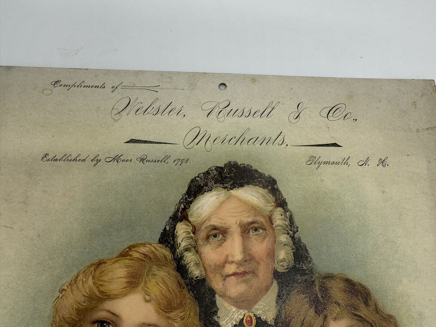 1887 Scotts Palister. Pussell & Co. Calendar Grandmother w/ Children advertising
