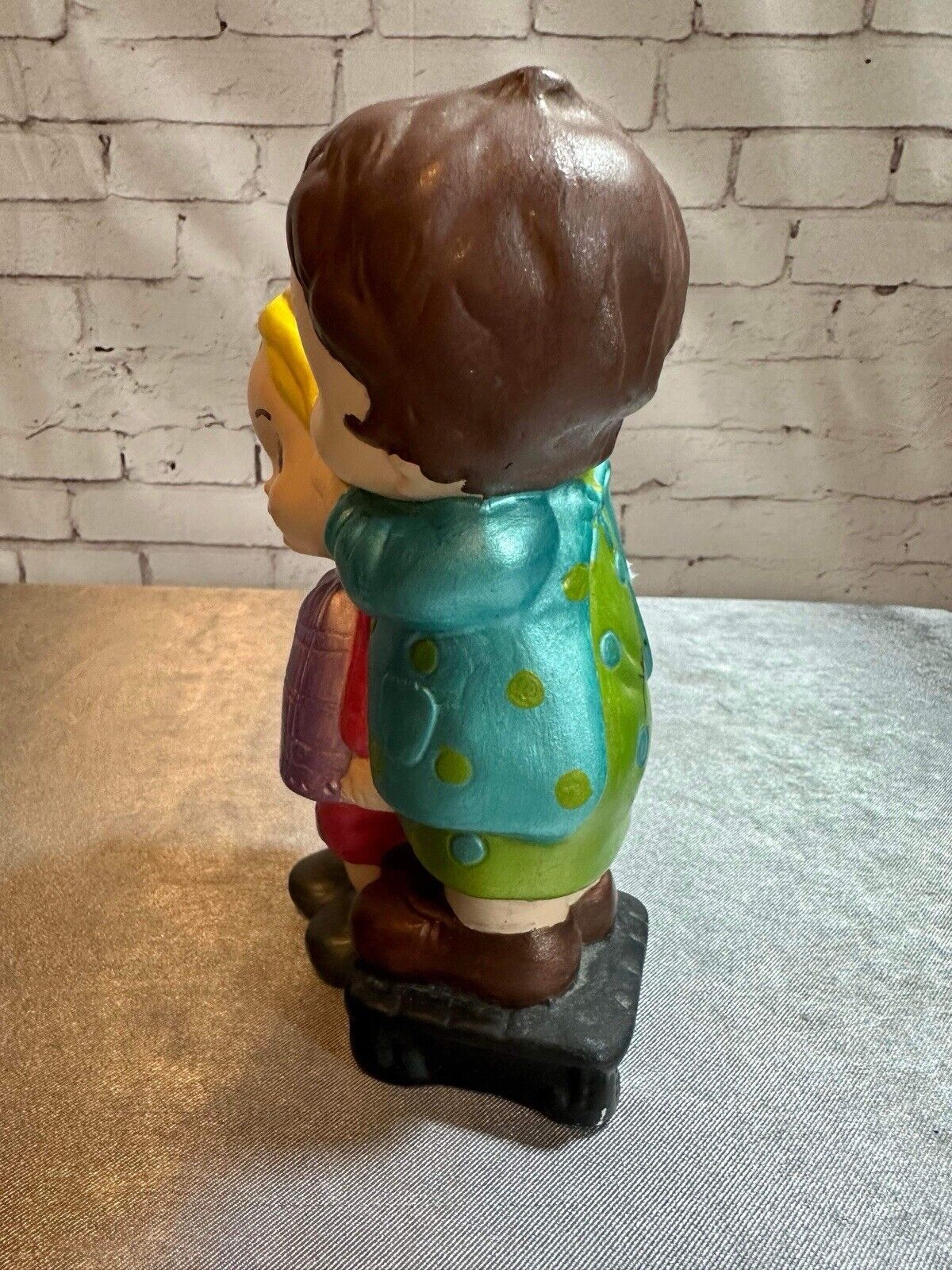 Vintage Japan Girl Boy Figurine Barber Haircut Porcelain 5.5" Tall Big Eyes VFG