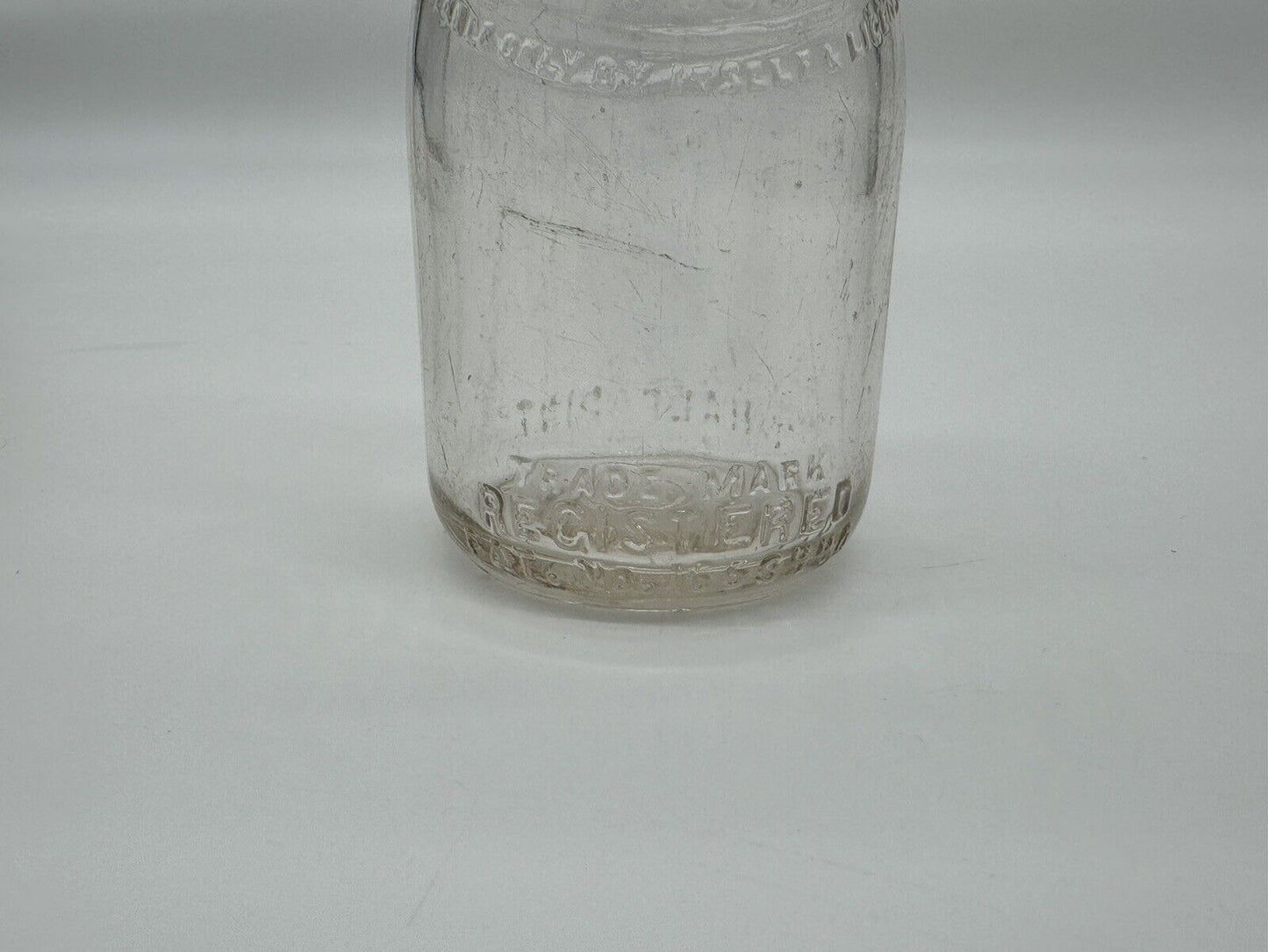 2 Vintage One Quart Glass Milk Bottles Embossed 3 Round