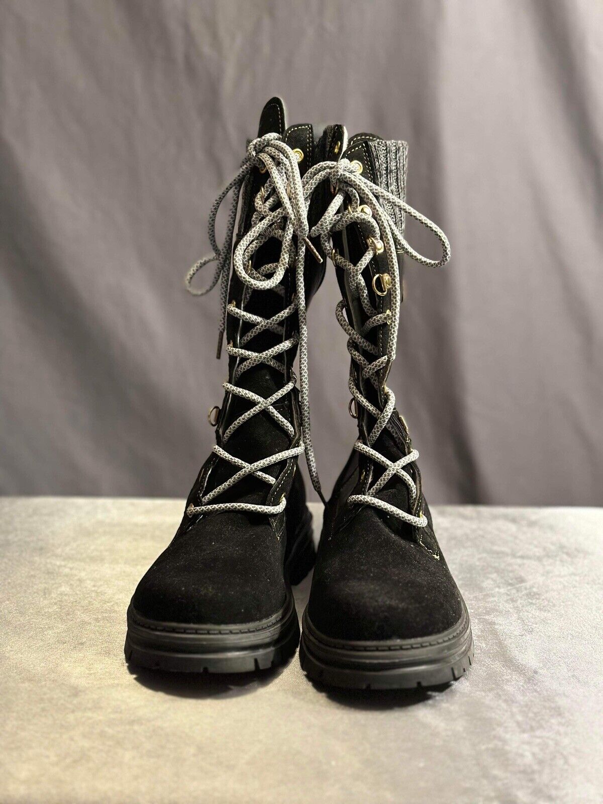 DIYCAM Women's Lace up Mid Calf Combat Riding Military Boots Sz 9 WCLTH