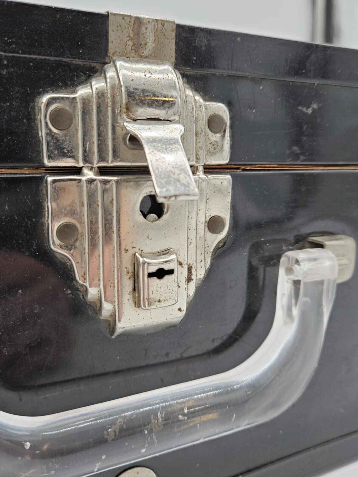 Vintage Metal Suitcase ~ White/Black Aluminum Hard Shell Classic Lock Briefcase