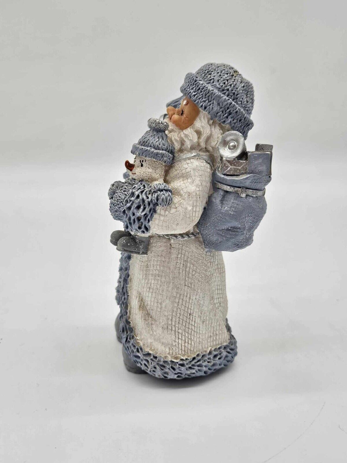 1999 Snow Buddies Santa W/Christmas Tree and Snow Baby Figurine 5.75" Santa Blue