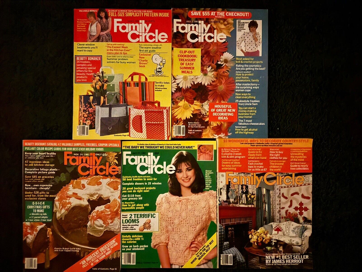 Family Circle magazine lot - Early 1980's lot of 5 - Vintage Back Issue