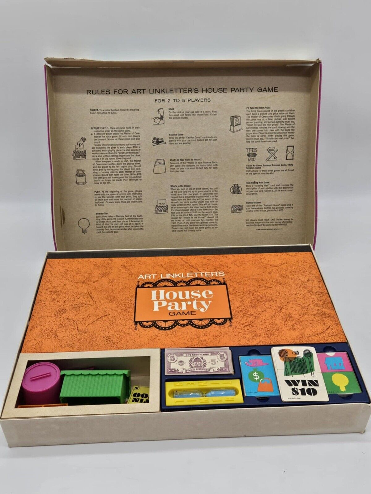 VINTAGE 1968 Art Linkletter's House Party Board Game TV Show COMPLETE VGM