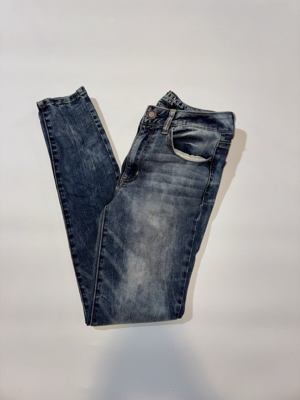 AMERICAN EAGLE Stretch Acid Wash Blue Denim Skinny Jeans Women's Size 6