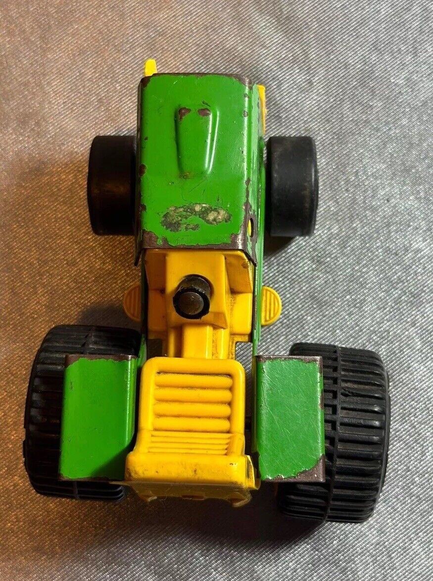 Vintage TONKA FARM TRACTOR (811002) Green Yellow Metal Toy 4 1/4" VTY