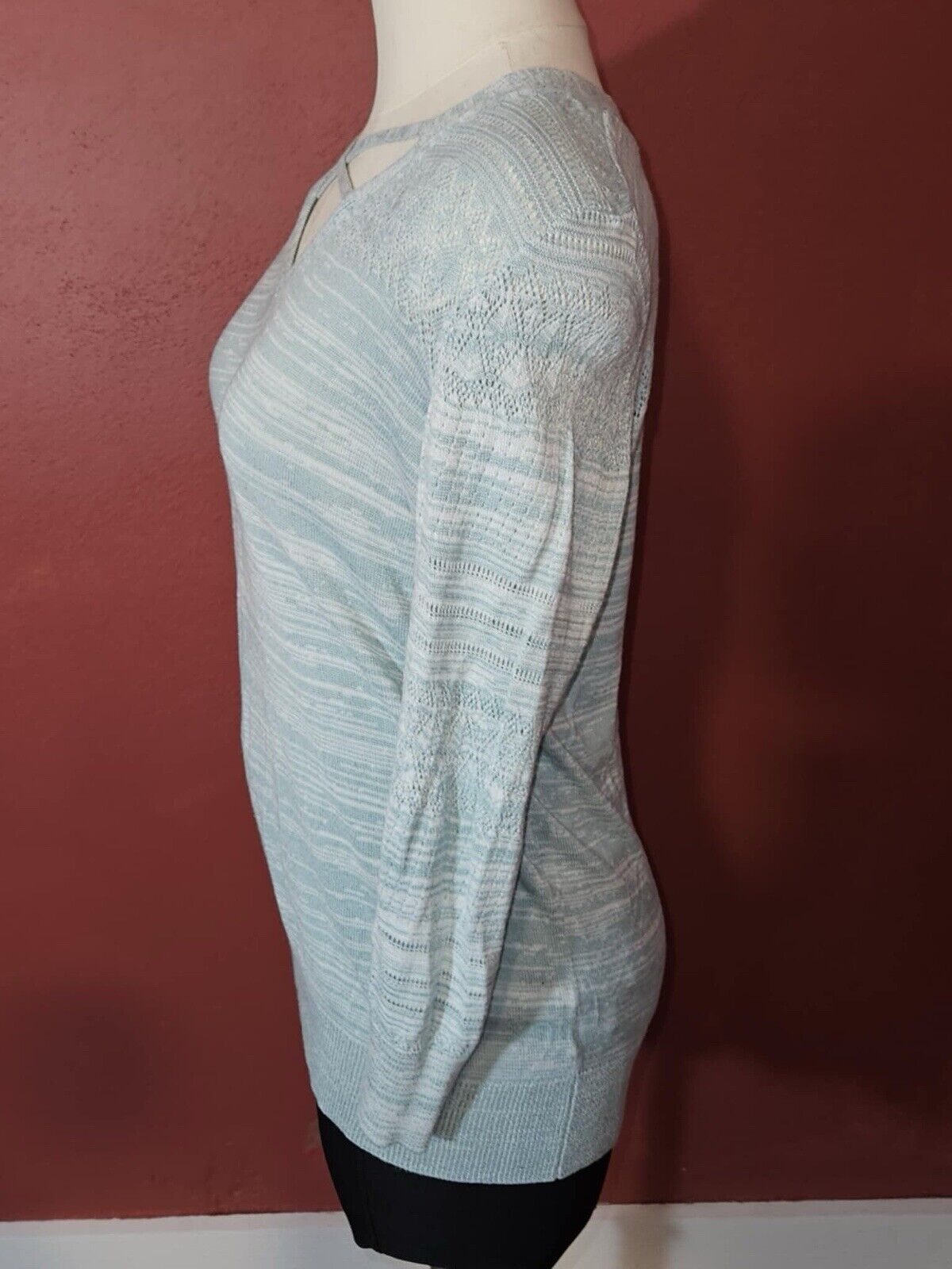 Lety And Me Cross Neck Long Sleep Grey Sweater Size M WCLTH