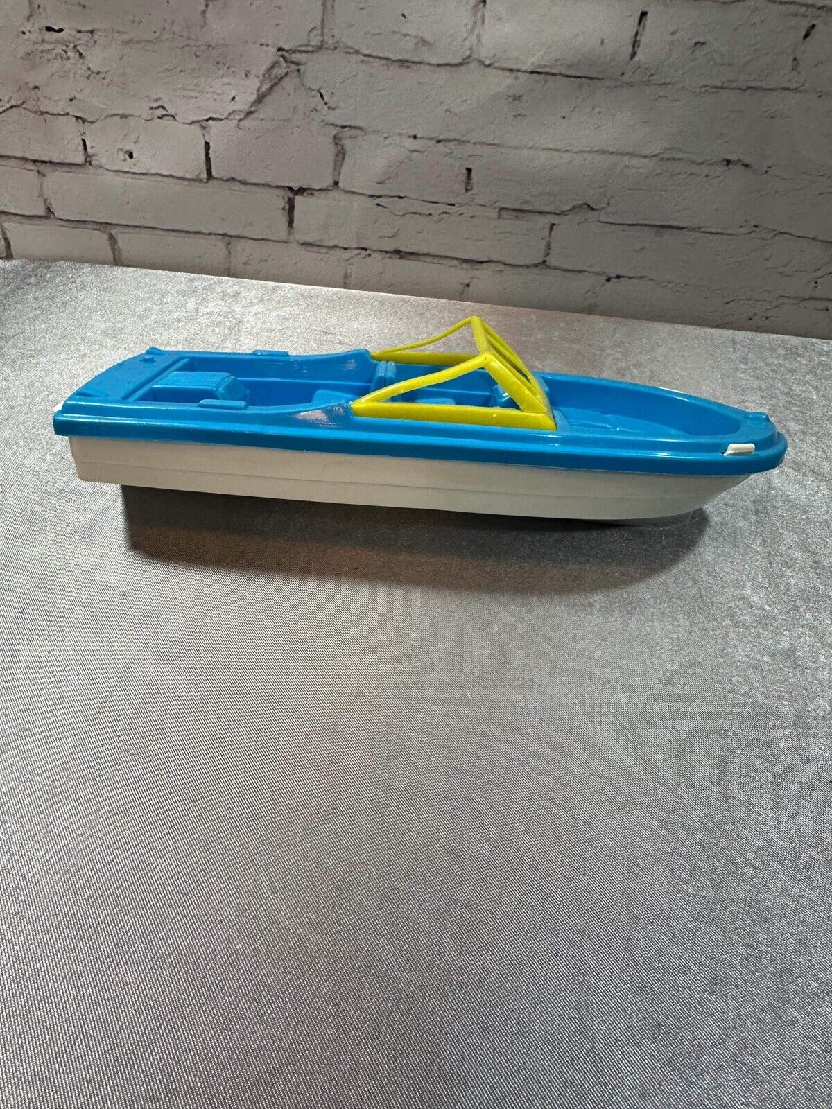 Vintage Toy Plastic Boat Blue, White, Yellow, Gay Toys Inc VTY 004