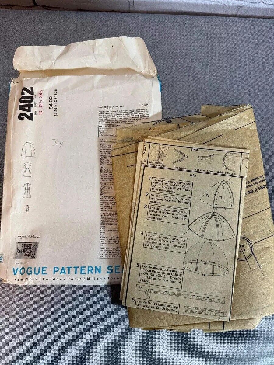 Vogue 1970 Couturier Design Sewing Pattern Valentino Dress Size 10 Uncut