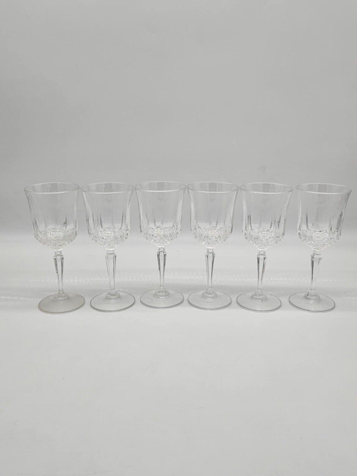 6 STUNNING VINTAGE ST. GEORGE 'AMERICAN HERITAGE' CUT CRYSTAL WINE GLASSES