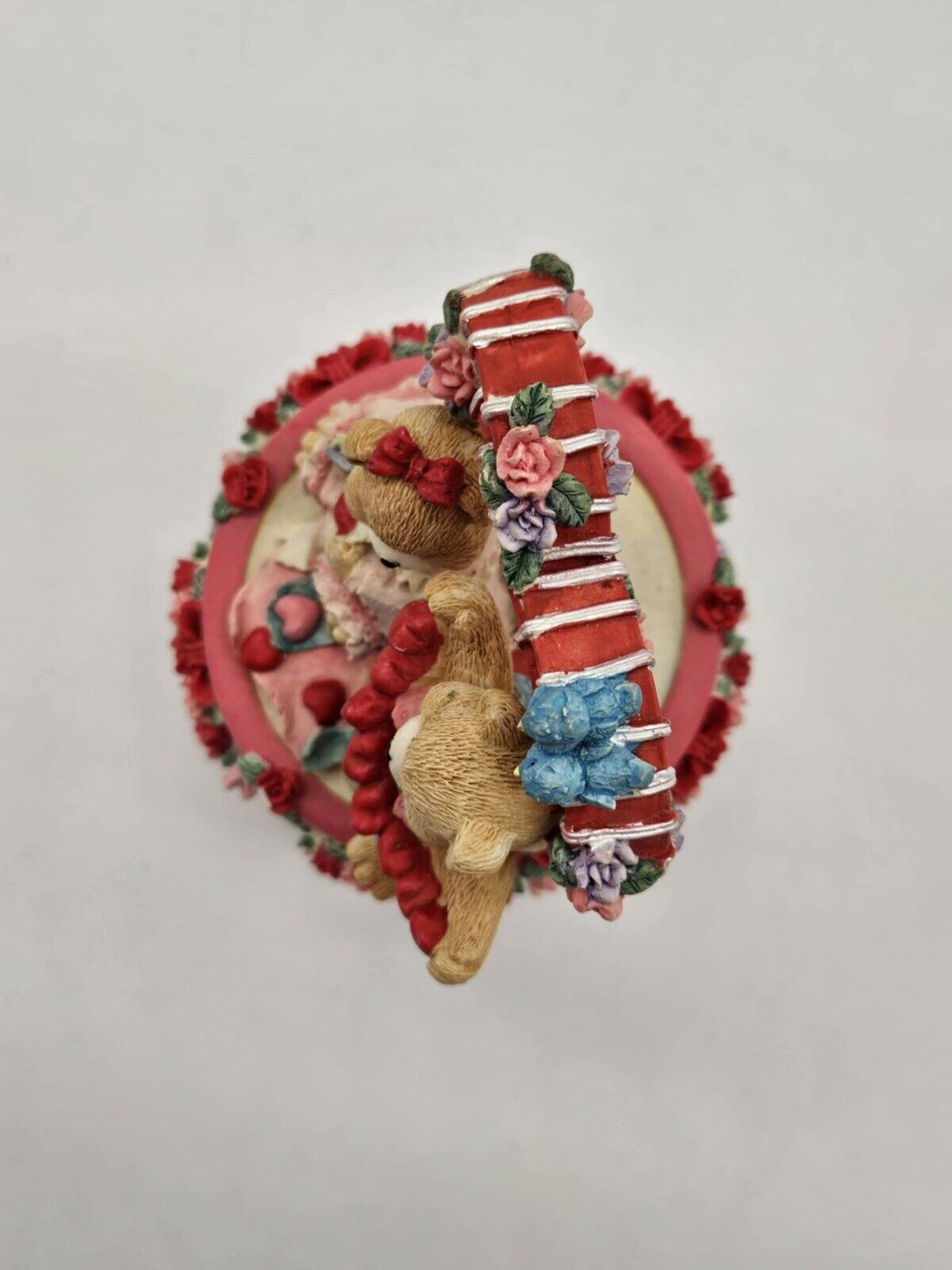 Vintage Valentine’s Day Teddy Bears Heart Love Porcelain Music Box