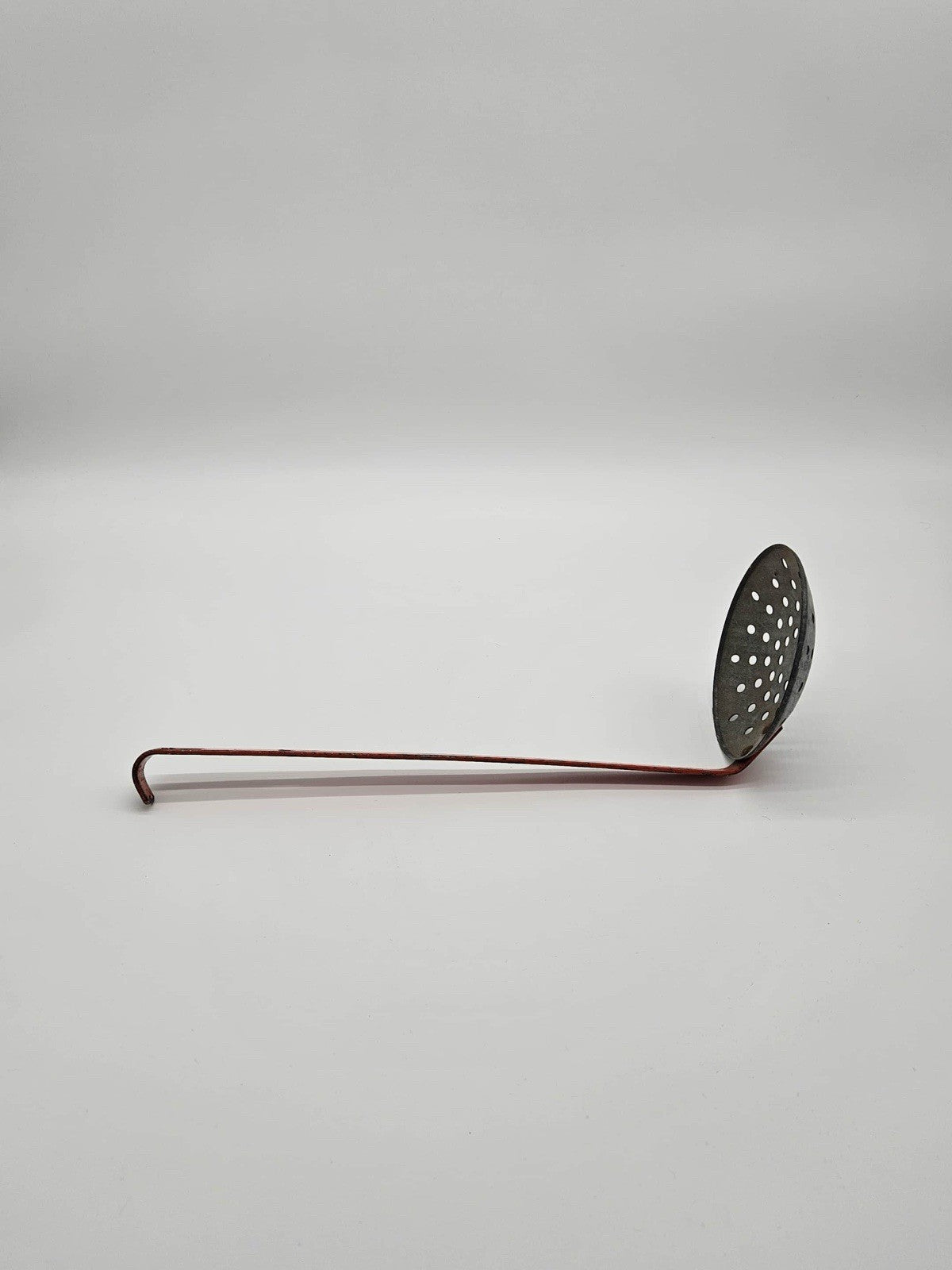 Vintage Ice Fishing Metal Skimmer Ladle Strainer Scoop 5" 19" Long