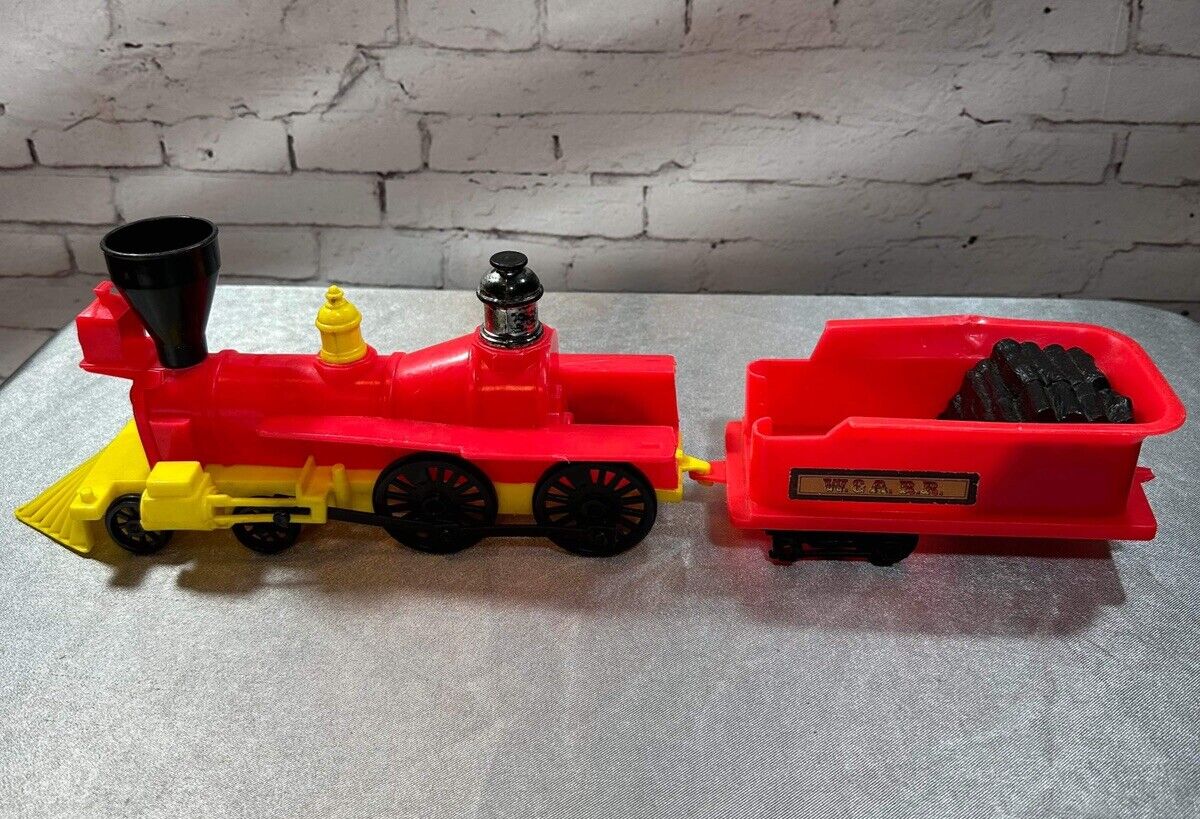 Vintage Tim-Mee Toys 7676/81 Red & Yellow Plastic Steam Engine Train VTY 002
