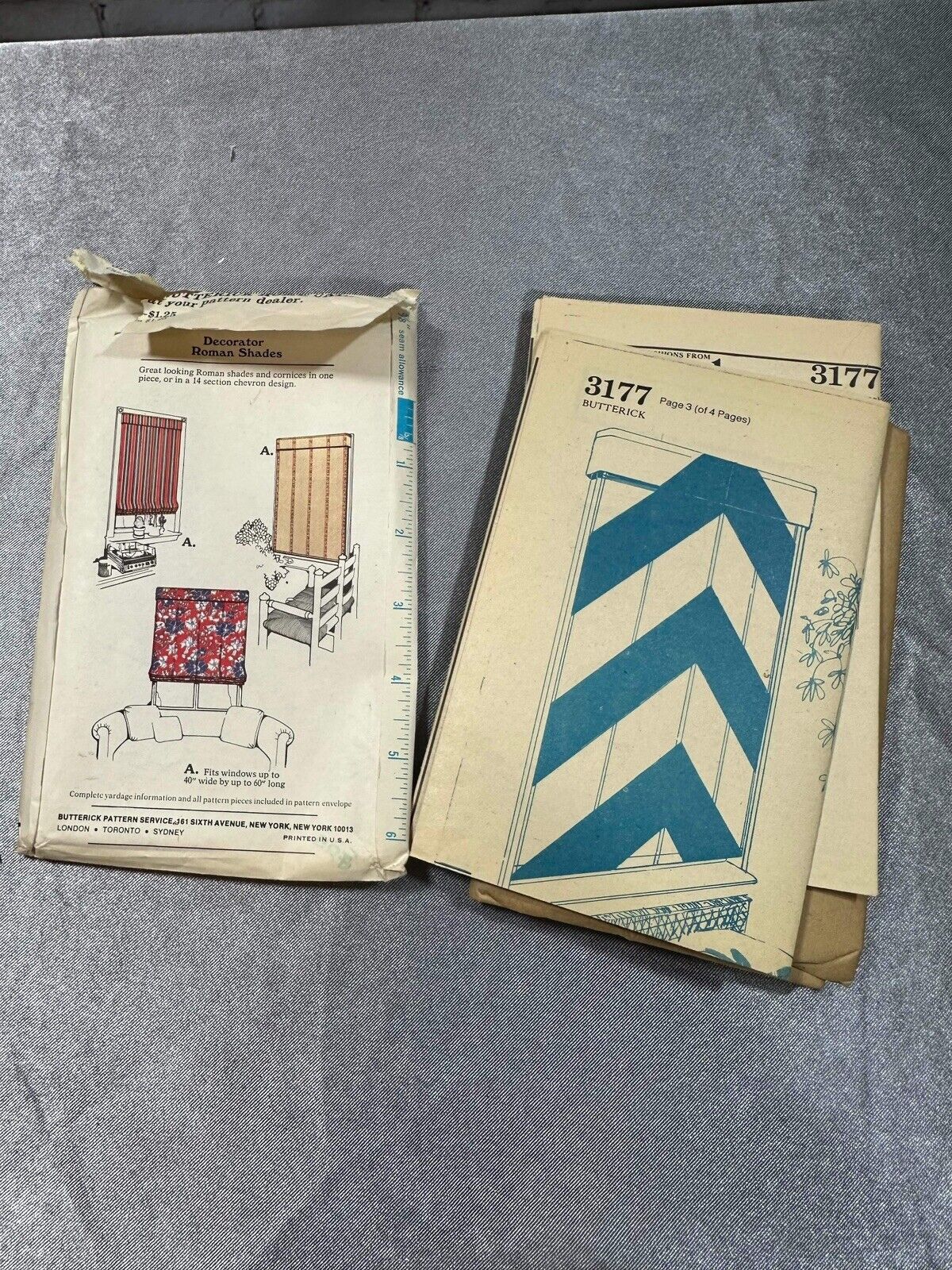 Butterick 3177 Decorator Roman Shades Sewing Pattern 28" - 40" W 60" L Uncut