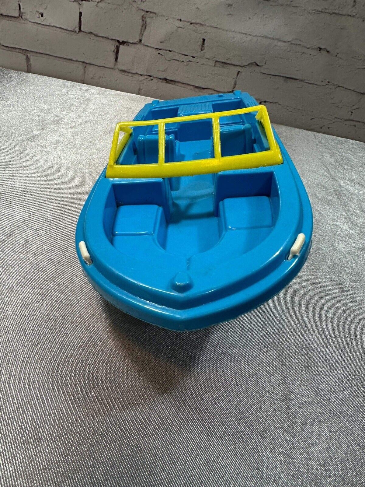 Vintage Toy Plastic Boat Blue, White, Yellow, Gay Toys Inc VTY 004