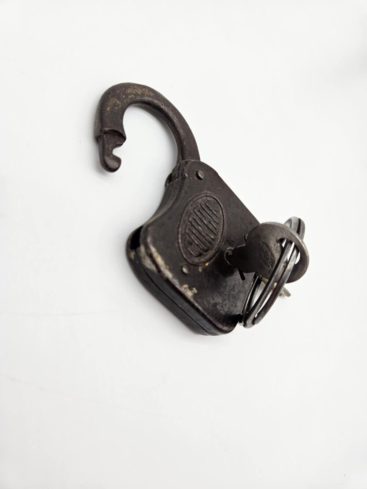 Antique Padlock Corbin Cabinet Lock Co USA Hardened Steel with Original Key