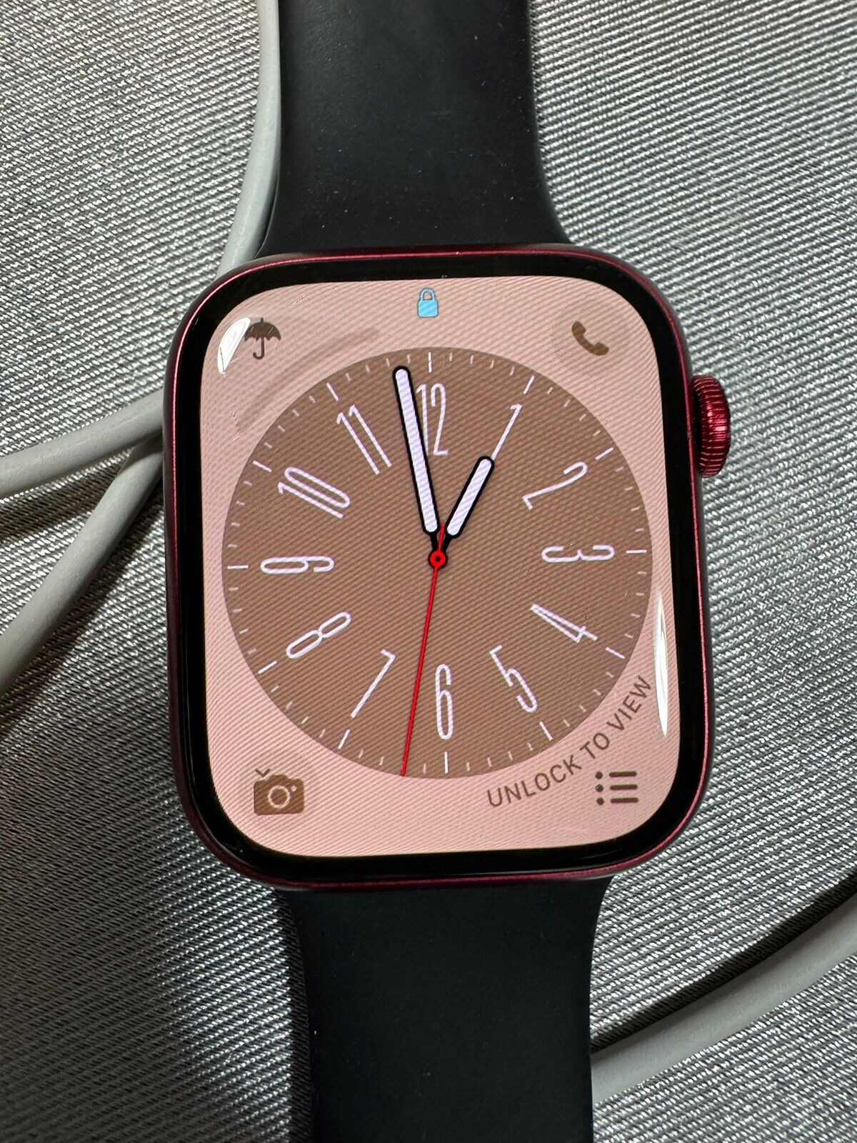 Apple Watch Series 7 45mm Red Aluminum Case with Black Sport Band & Cord JWL