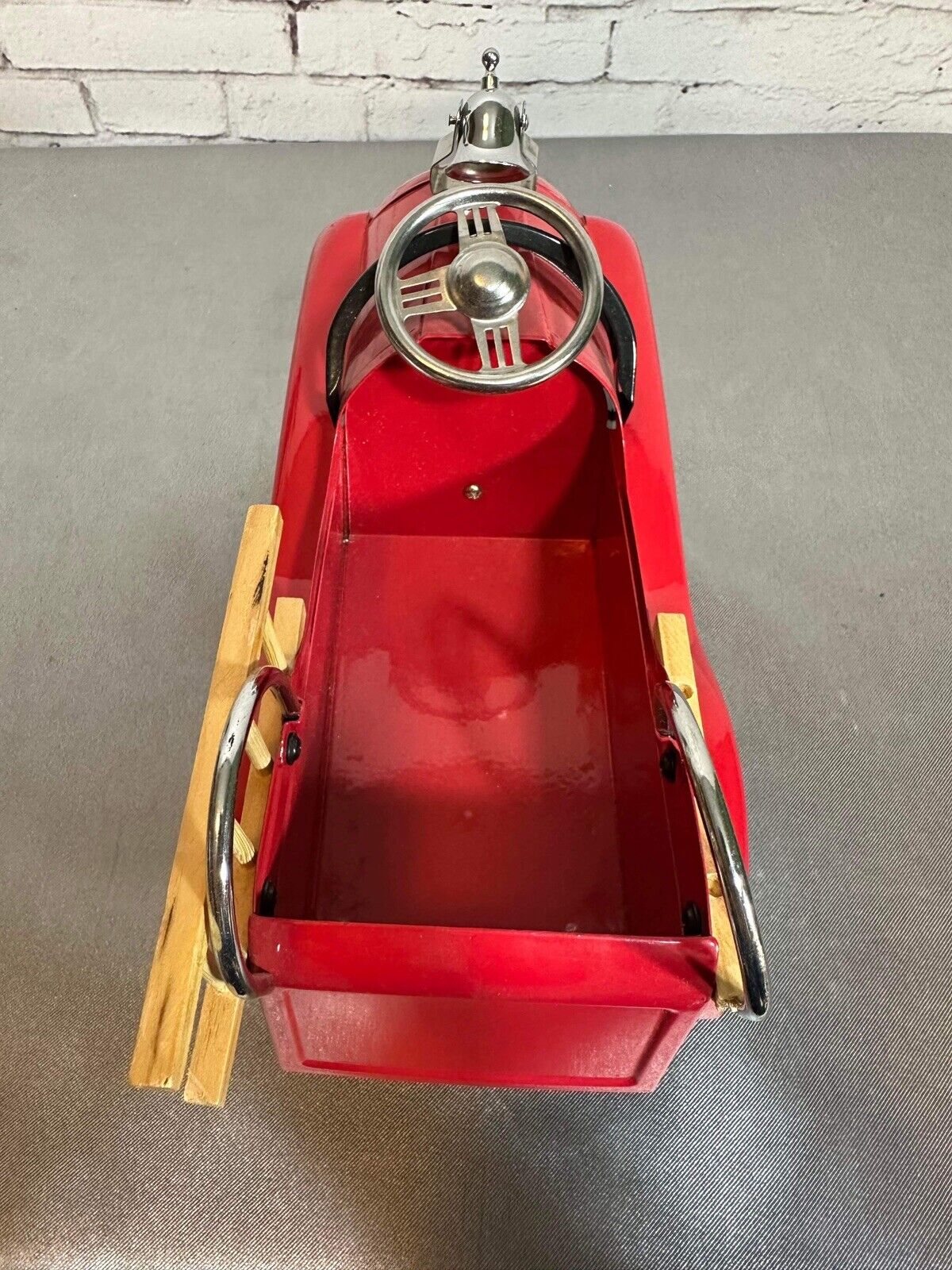 Teleflora Gift Planter-Metal "The Chief"Fire Dept. 1 Red Truck/Pedal Car VTY