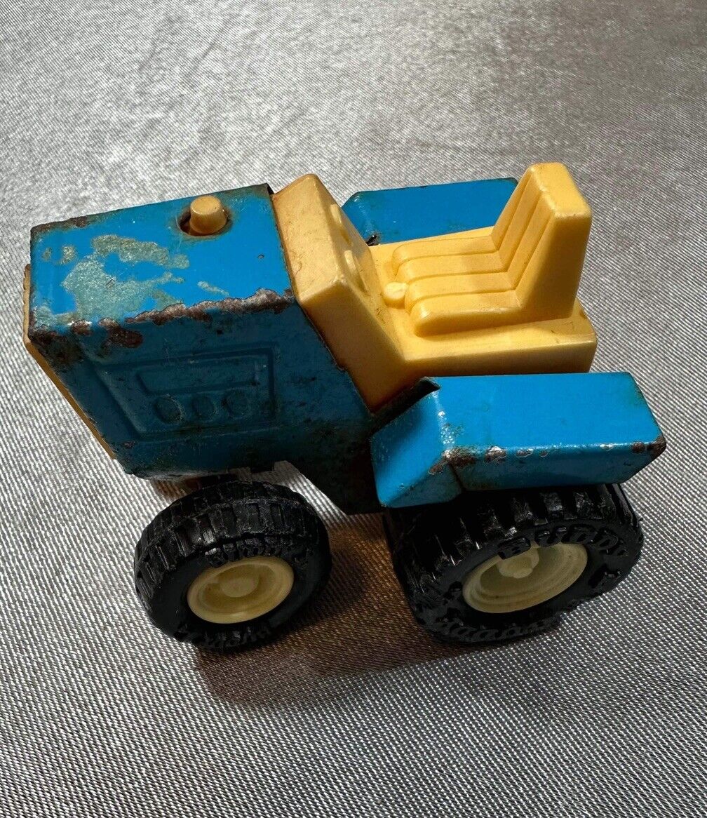 1960s Vintage Buddy L Farm Tractor Toy Blue and White Metal & Plastic VTY 003