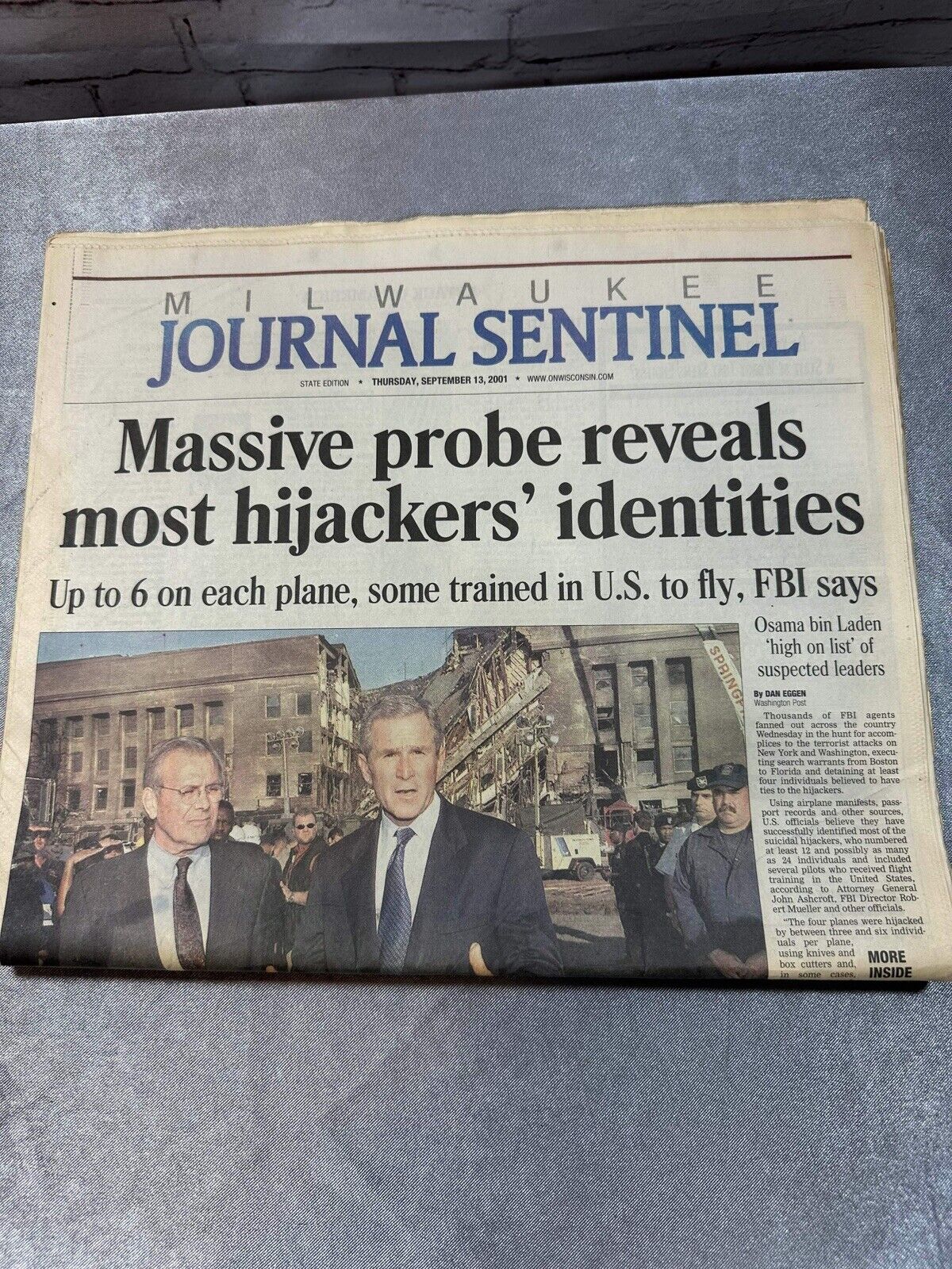 September 11th 9/11 2001 Vintage Newspaper LOT U.S. Attacked TNO