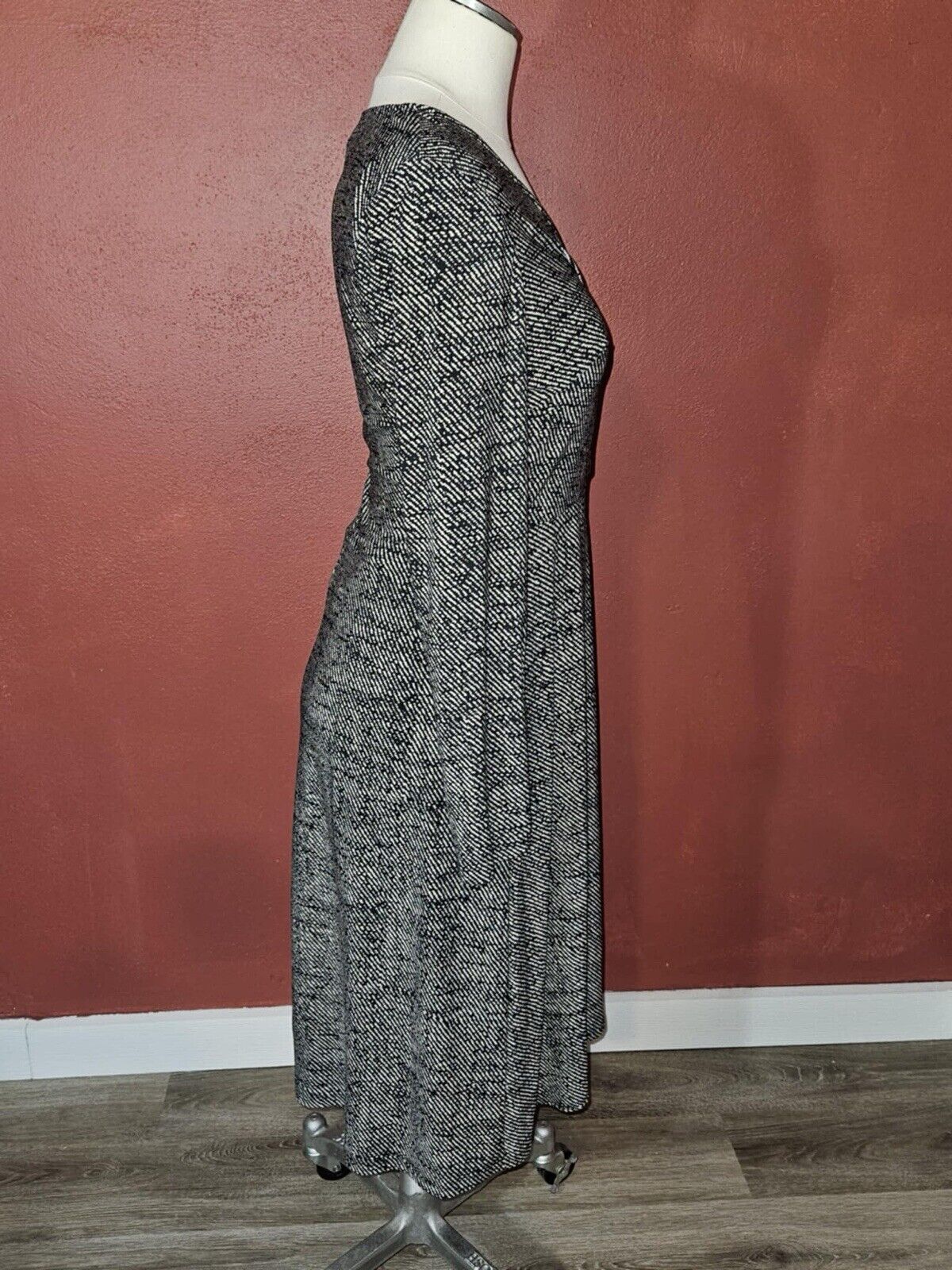Chap’s Long Steve Slimming Printed Dress Black/White Size S WCLTH