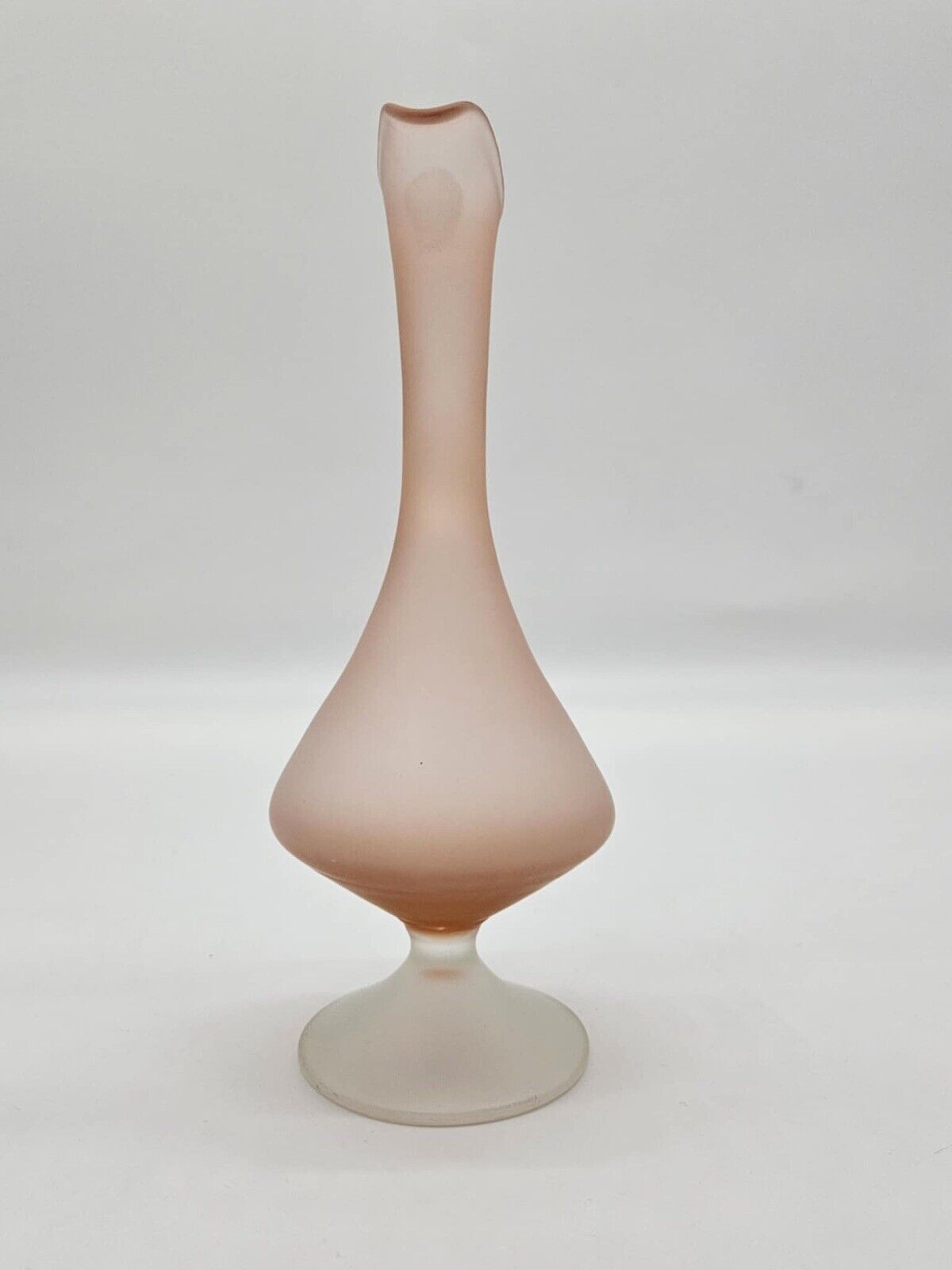 Vintage Pink Pastel Frosted Glass Vase Jug Mid Century Design Empoli VHD