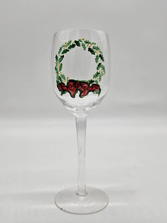 Vintage New Handpainted Christmas Napa Country Wine Glasses Libbey USA