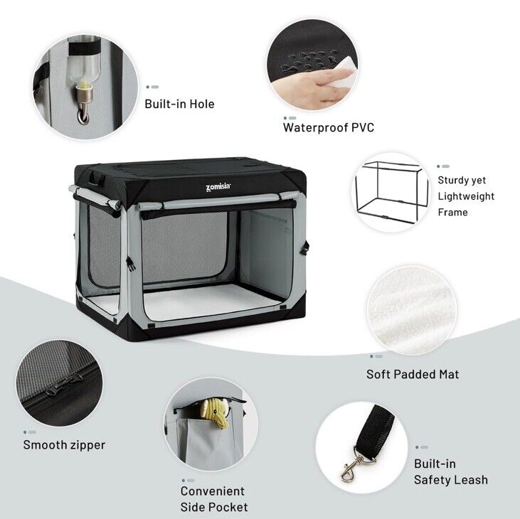 ZOMISIA Collapsible Dog Crate for Medium Dogs - Portable Dog Travel Crate Sof...