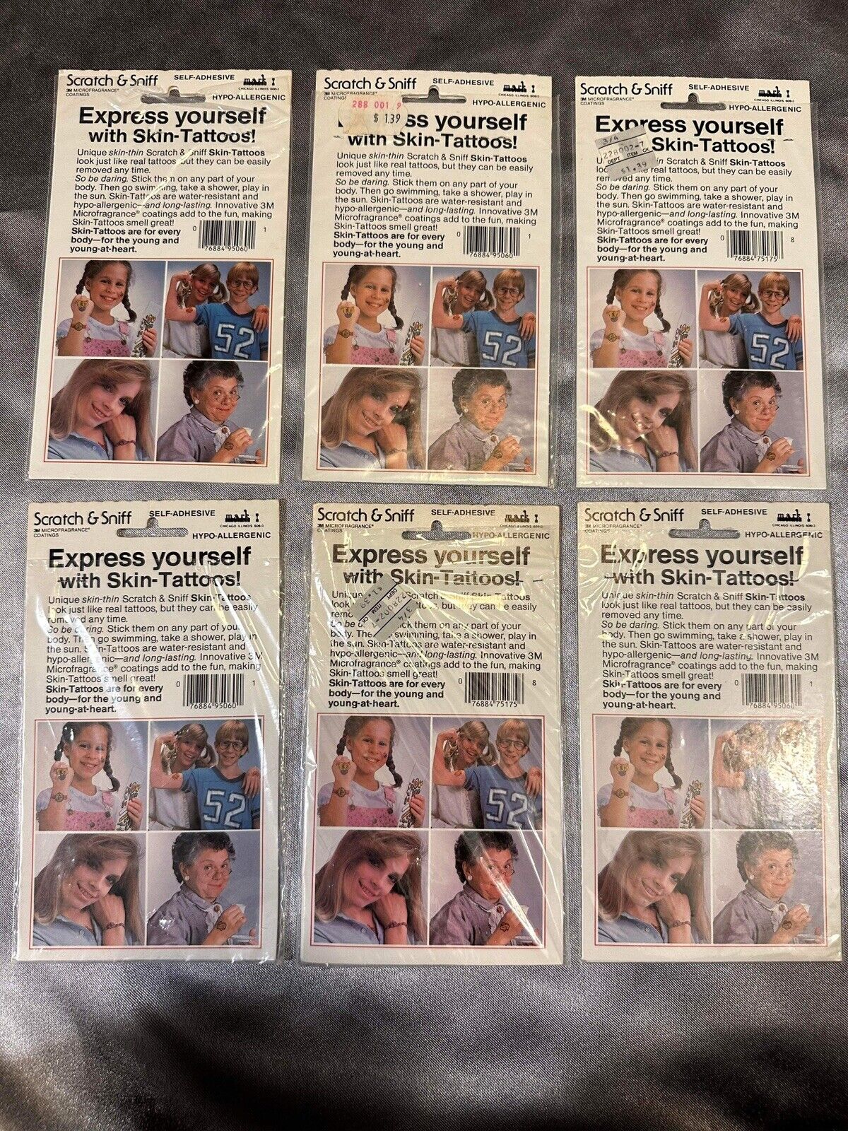 Lot Of 6 NEW Packs - Scratch & Sniff SKIN TATTOO’s! 3М MICROFRAGRANCE® TNO