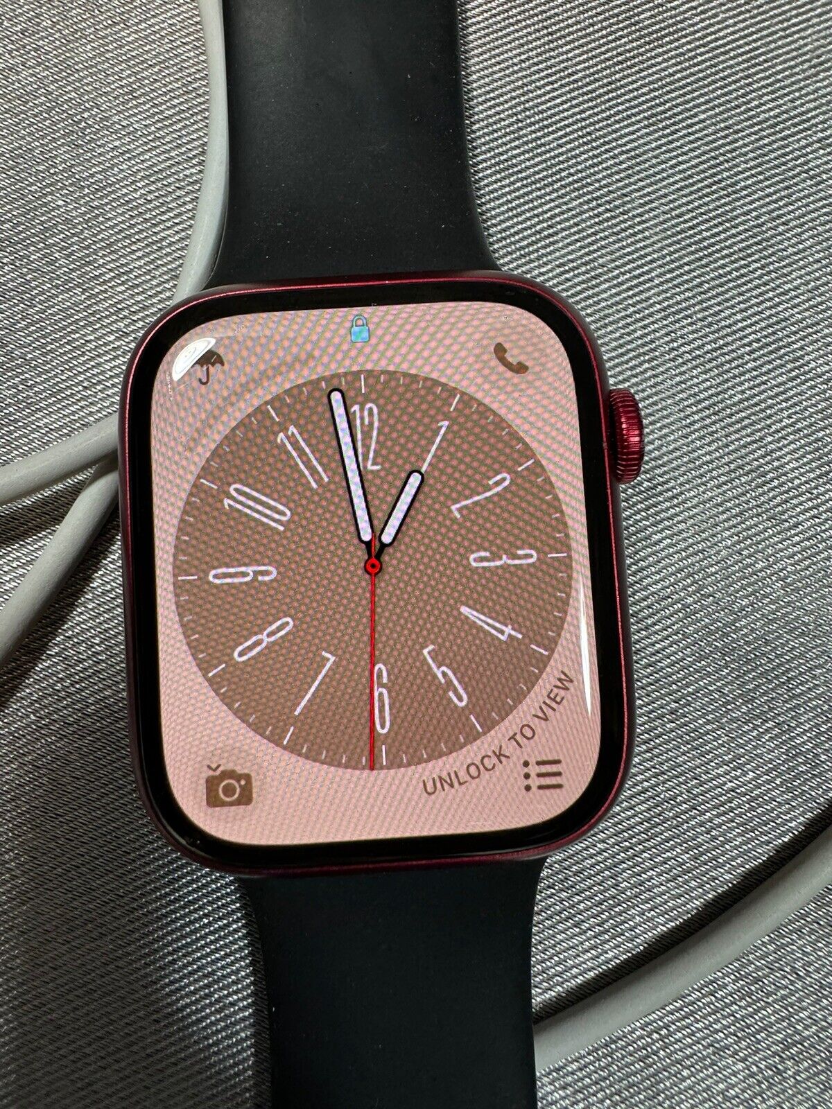 Apple Watch Series 7 45mm Red Aluminum Case with Black Sport Band & Cord JWL