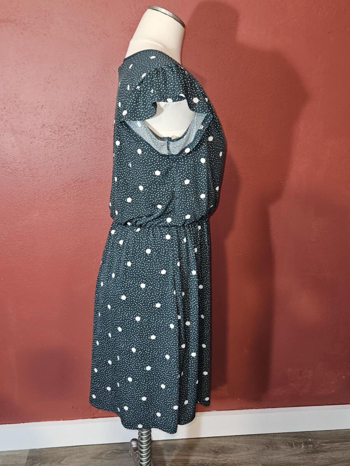 Maurices Green Polka Dot Faux Wrap Dress Sz Small WCLTH
